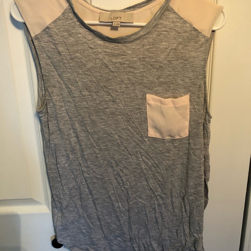 Gray with pink sheer detail tank